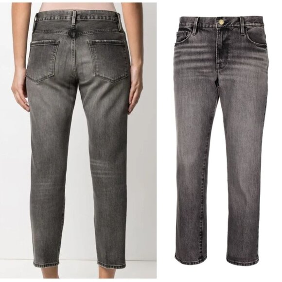 FRAME - Le Nouveau High Waist Crop Straight Leg Jeans | Size 26 | Haynes Gray - Picture 3 of 16